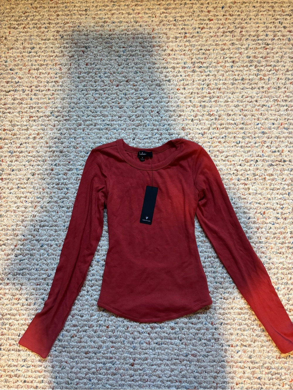 Lulu's Brick Red Long Sleeve Scoop Neck Top